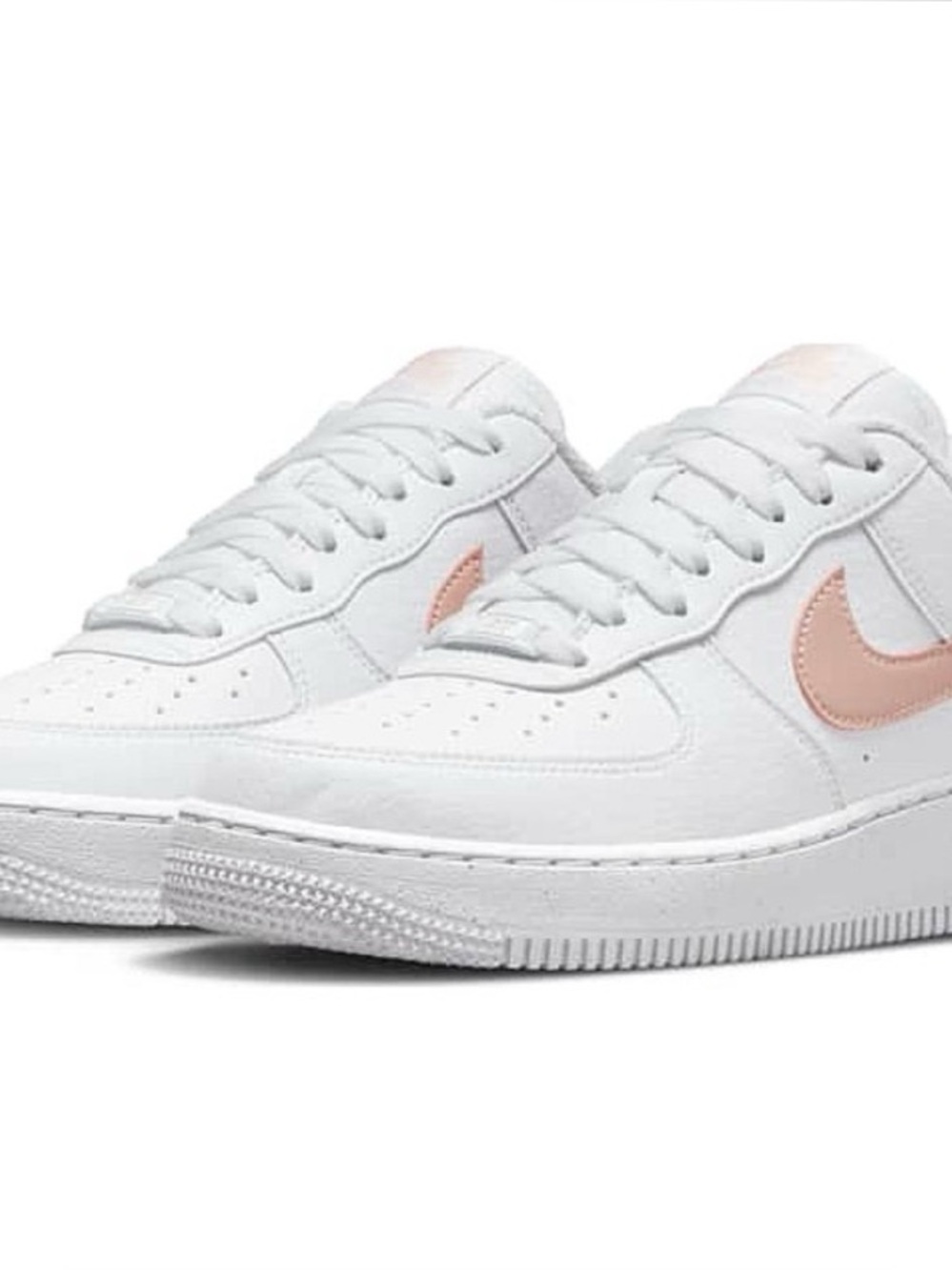 Nike Air Force  Women's White Low-Top Sneakers with Pink Swoosh